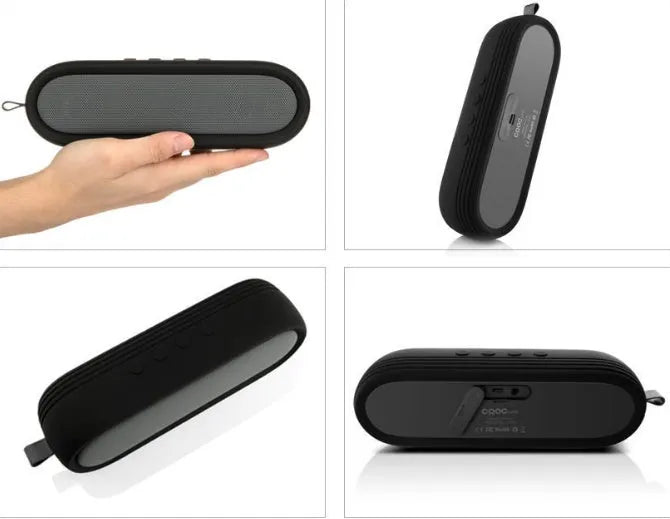 CRDCsmart S202C black portable wireless Bluetooth speaker with dual drivers and IP65 waterproof rating