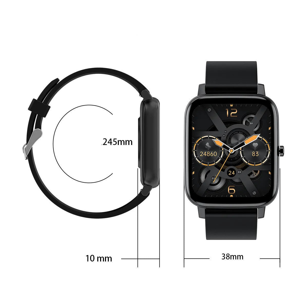 H80 fashion sports smart watch with ECG and blood oxygen monitoring on a silicone strap