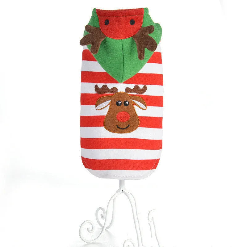 Christmas transformed elk dress dog jacket made from cotton for small dogs sizes 8-16 with hood