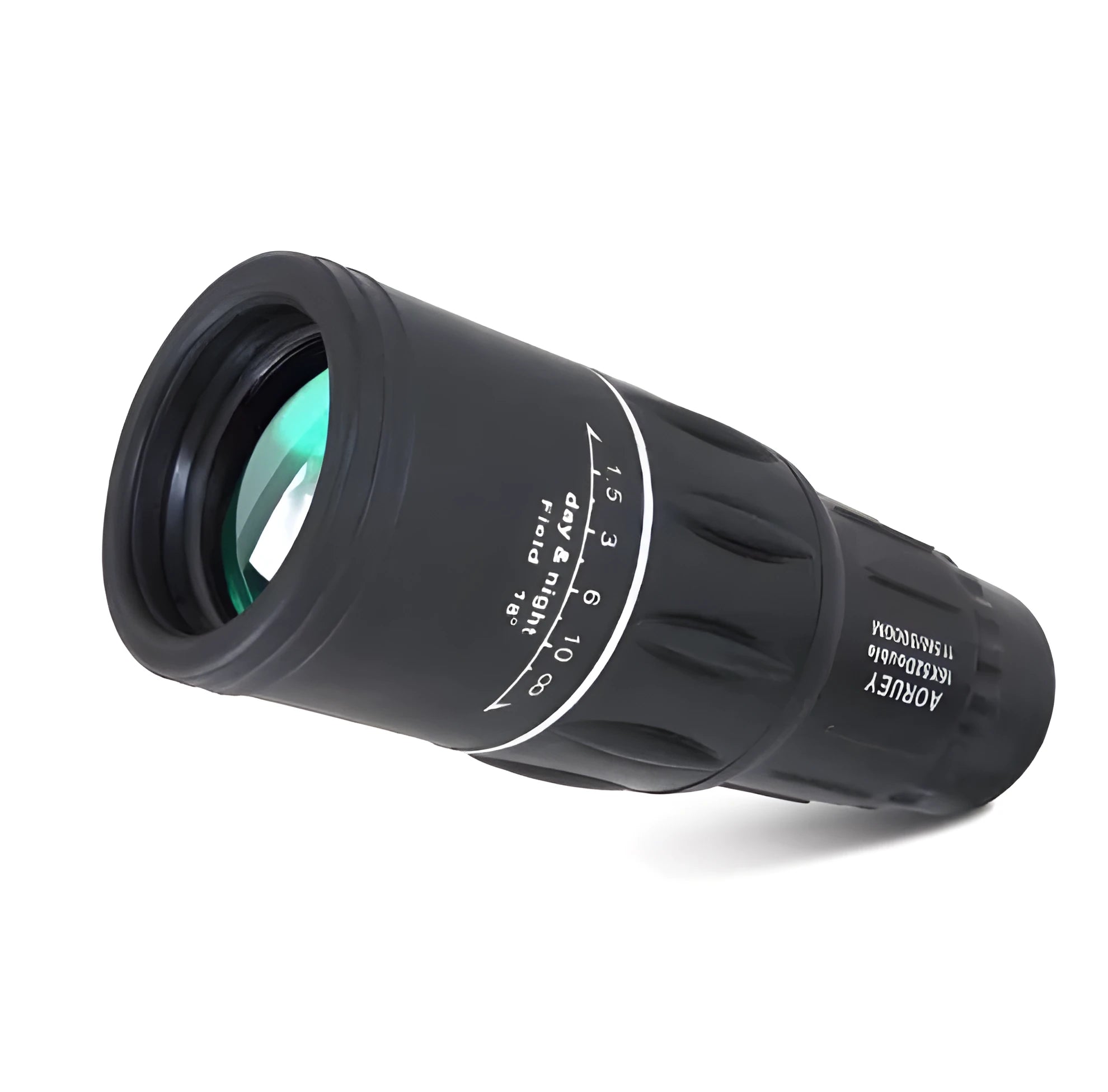 Black 16x52 high-power monocular telescope with 52mm lens and HD green film coating.