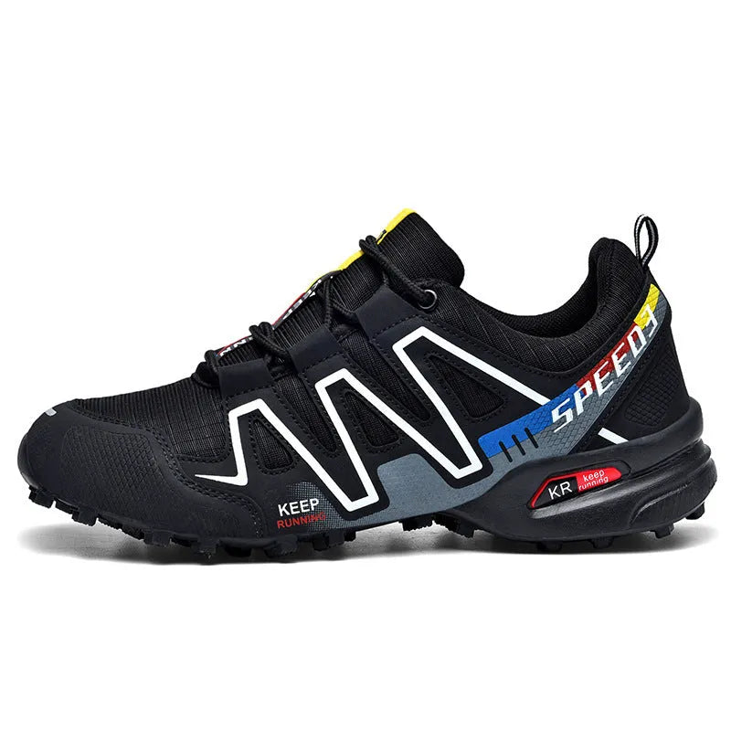 Men's plus size casual running shoes in grey orange colour with low-top design