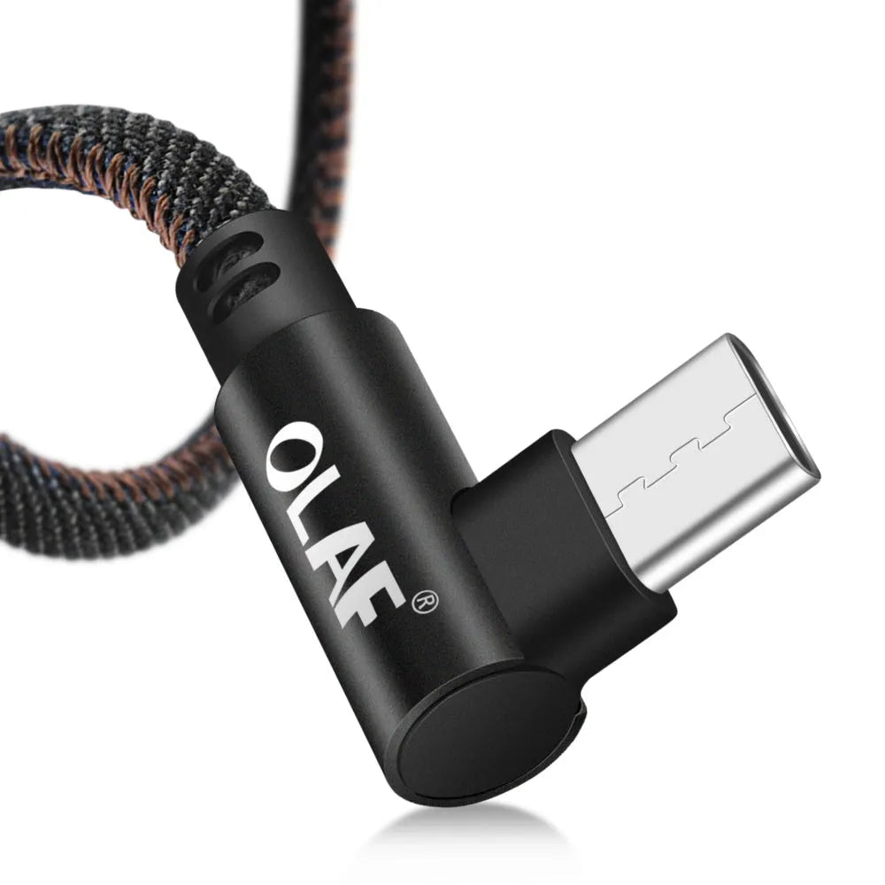 Denim fabric USB charging cable with aluminium connectors in various lengths and colours