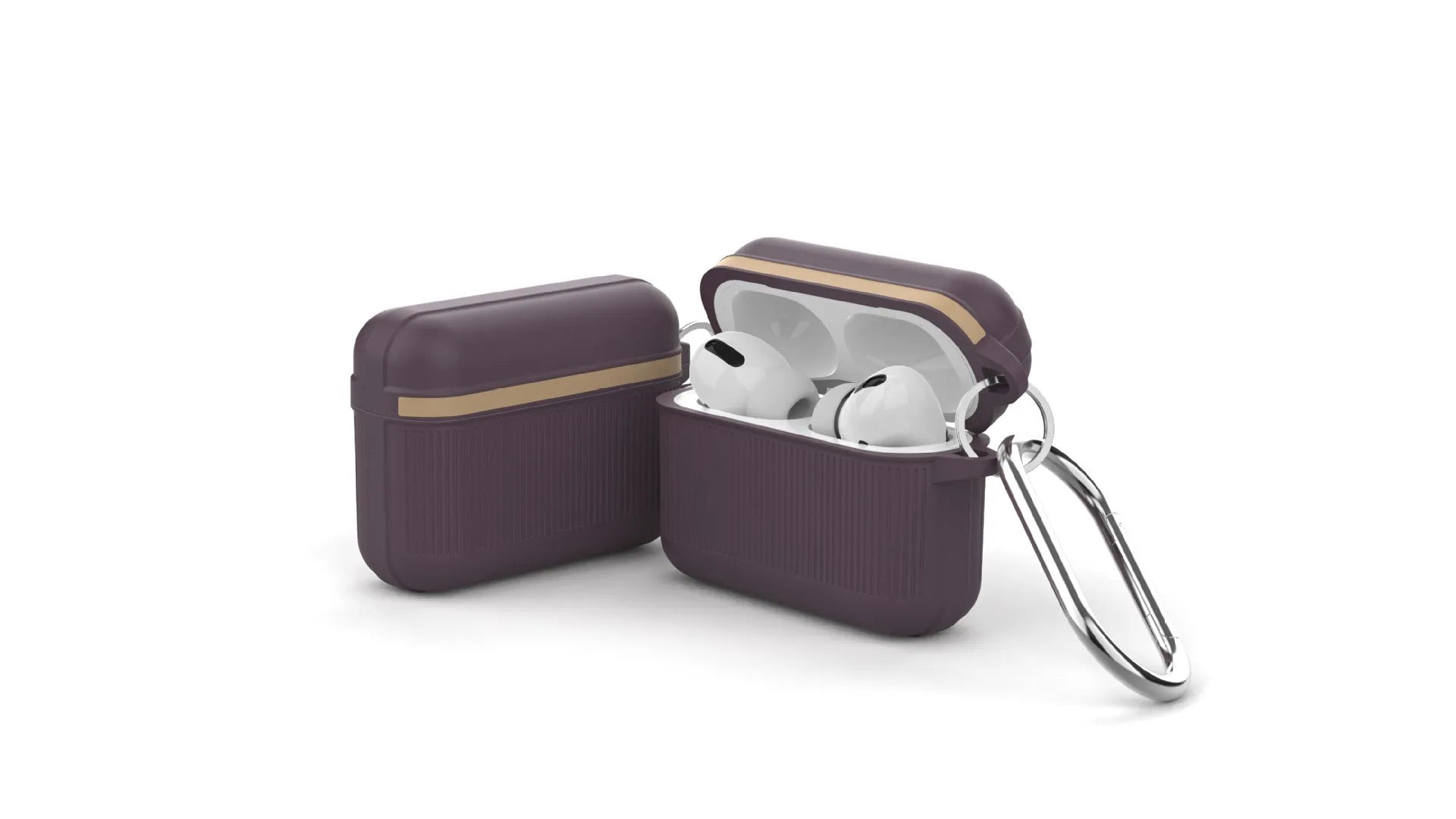 Silicone protective case for Apple AirPods with metal buckle closure in various colours
