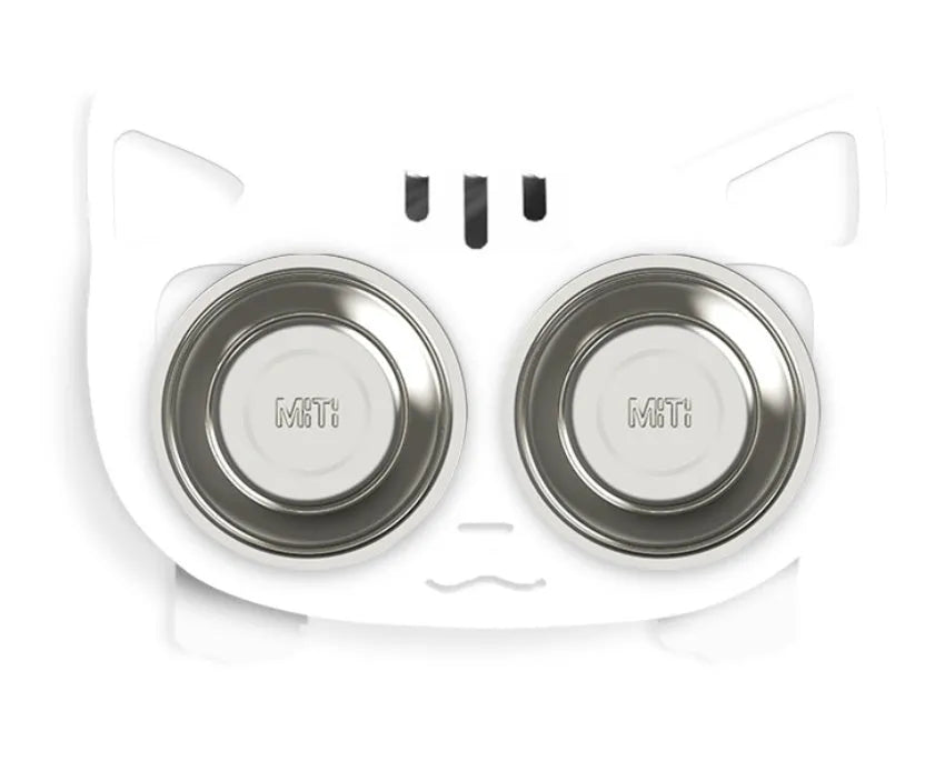 Anti-falling stainless steel pet feeding bowl in black with inclined design