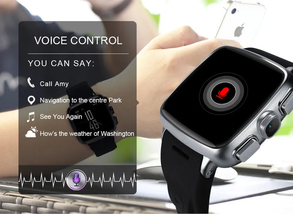 Android smart watch with 1.54-inch HD screen shown in black and white colour options