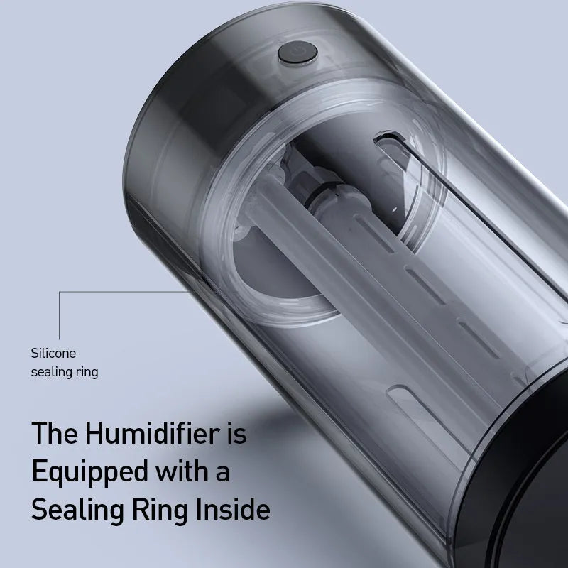 Aluminium alloy car diffuser humidifier and air purifier unit in black or dark grey.