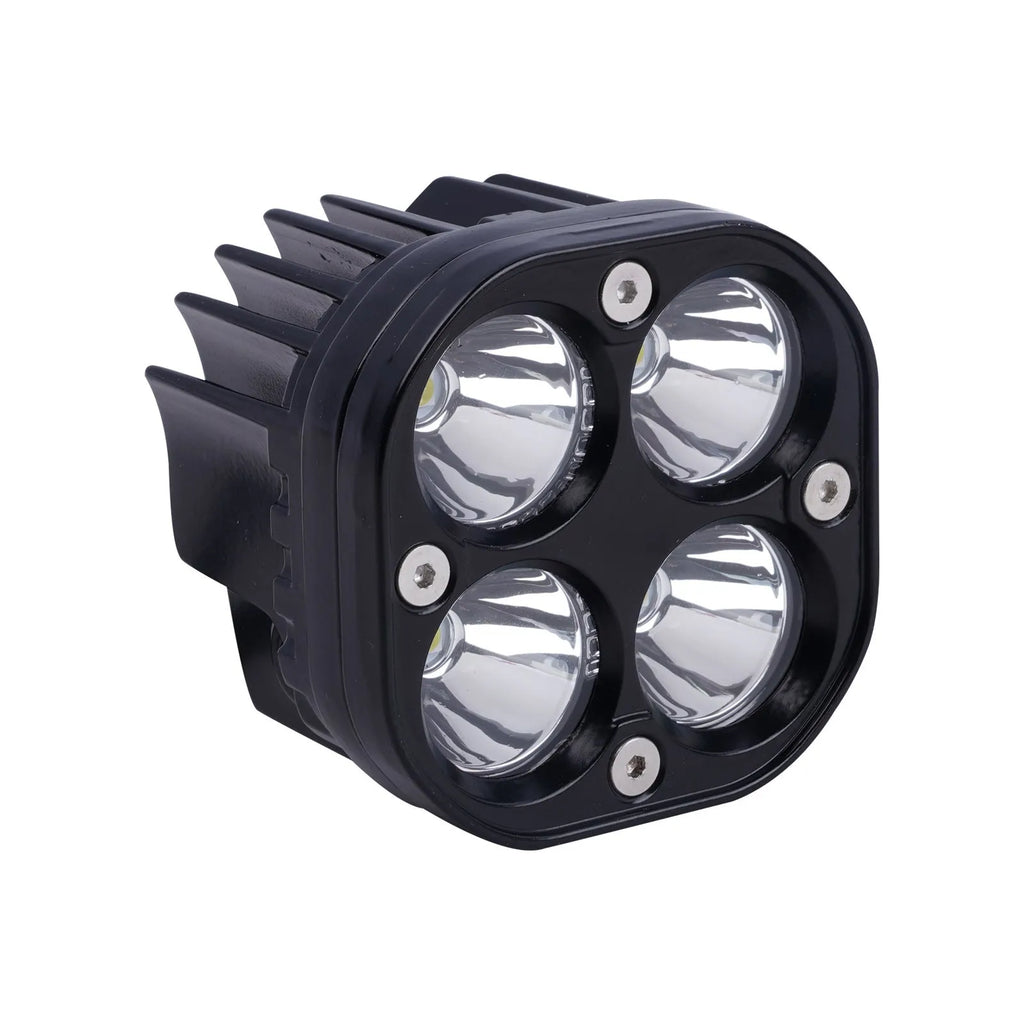 Four-eye vehicle headlight modification unit with aluminium base plate, white and yellow light options