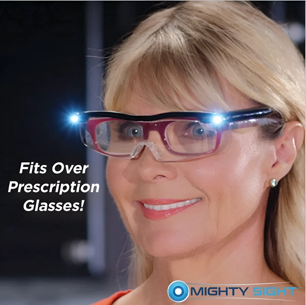 Transparent black USB LED reading glasses with integrated light and ABS frame