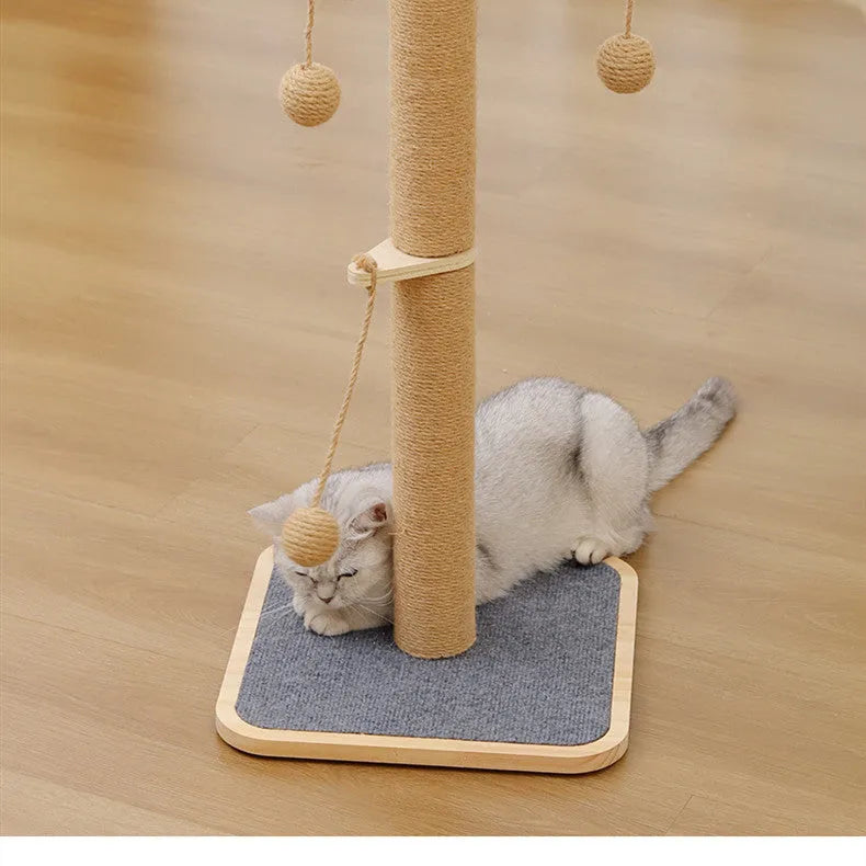 Scratch-resistant cat climbing frame toy with windmill hanging ball design
