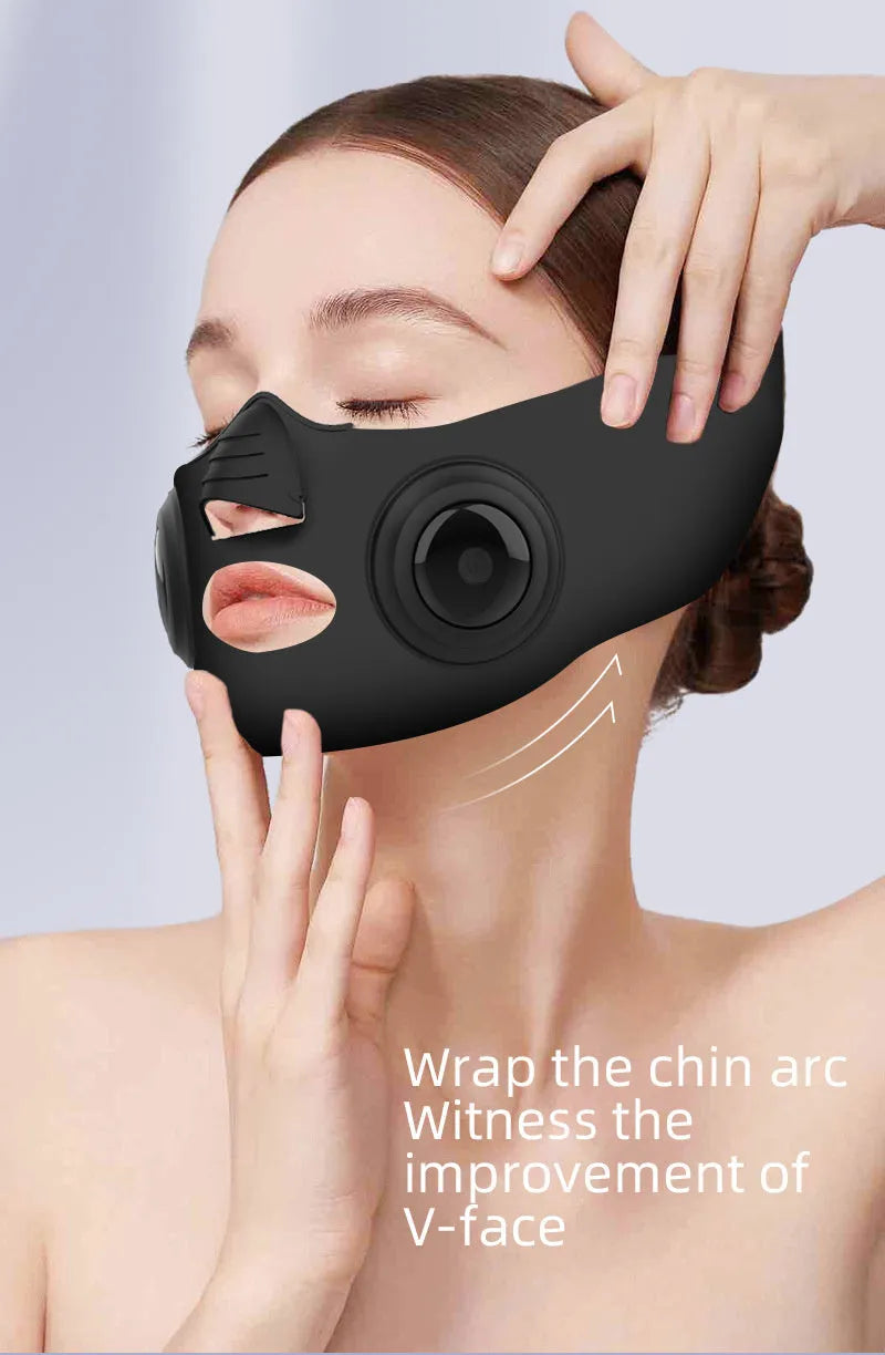 Black photon facial beauty device with USB connection for home skincare treatments