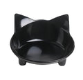 Shallow black cat food bowl with rubber anti-skid base for whisker fatigue relief