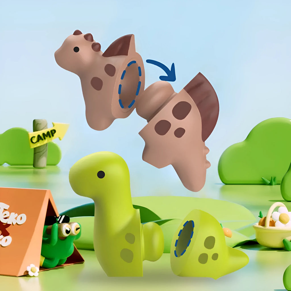 Children's early education dinosaur matching toy set with 10 vinyl pieces in a portable barrel