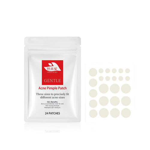 Acne patch pack of 24 transparent hydrocolloid stickers with tea tree oil and vitamin E for spot treatment