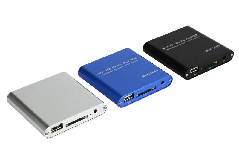 1080p Full HD media player with metal chassis, HDMI port, USB and SD card slots