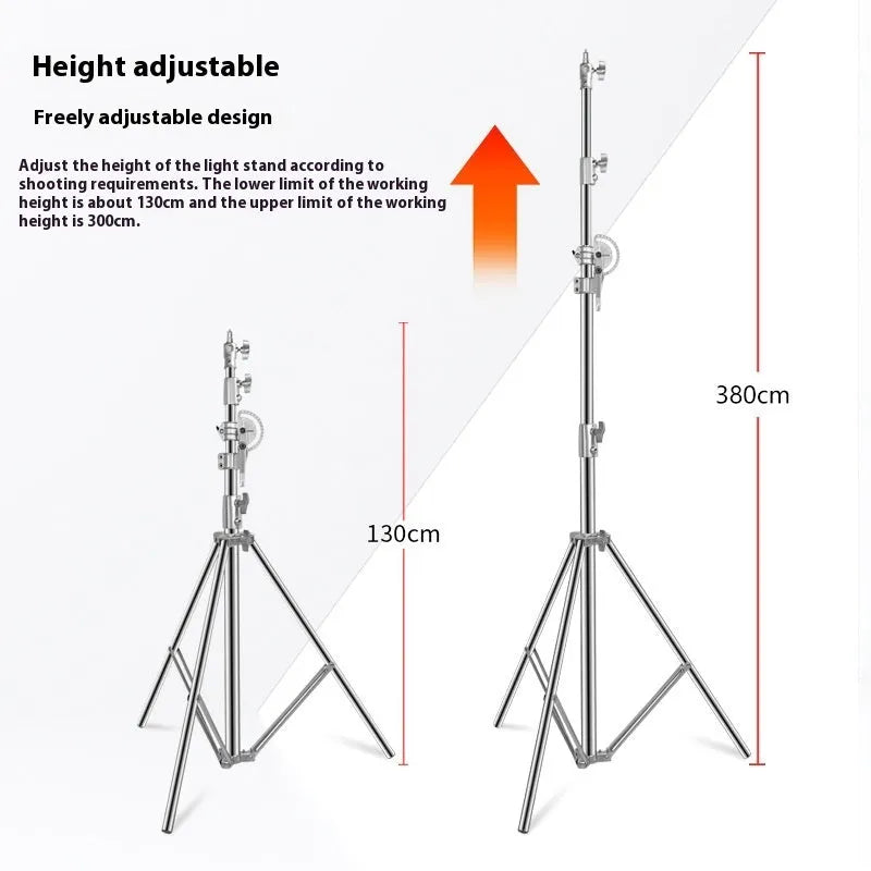Stainless steel cross arm ceiling lamp rack extended to full height with silver finish