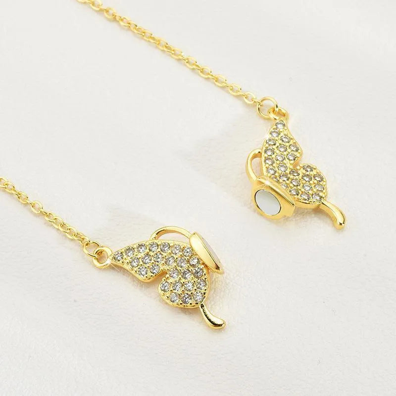Women's magnetic butterfly clavicle chain necklace in twisted titanium steel design
