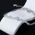 Crystal zircon pendant necklace on 925 sterling silver chain with white gold electroplate finish and clear faceted stone