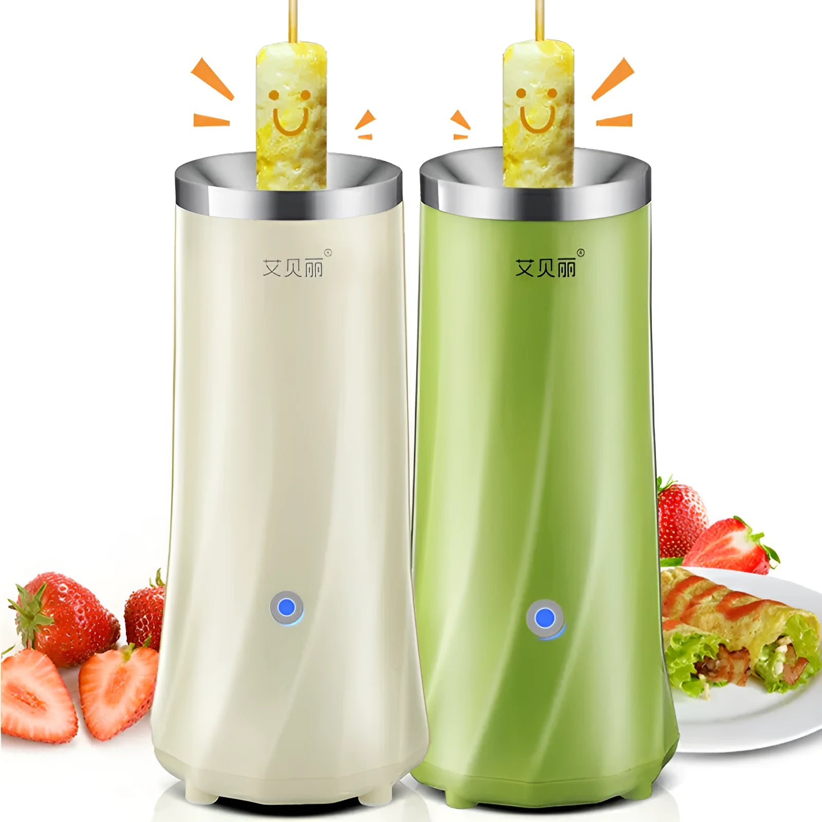 Beige mini breakfast machine kitchen appliance with automatic operation on kitchen counter