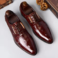 New crocodile men's genuine leather oxford brogue dress shoes in black and wine red sizes 37 to 46