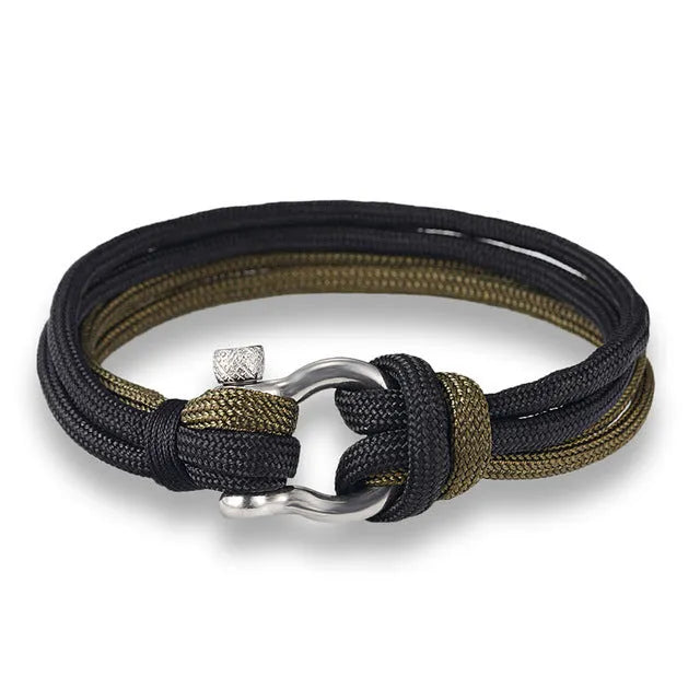 Umbrella bracelet with stainless steel buckle in black colour option on wrist