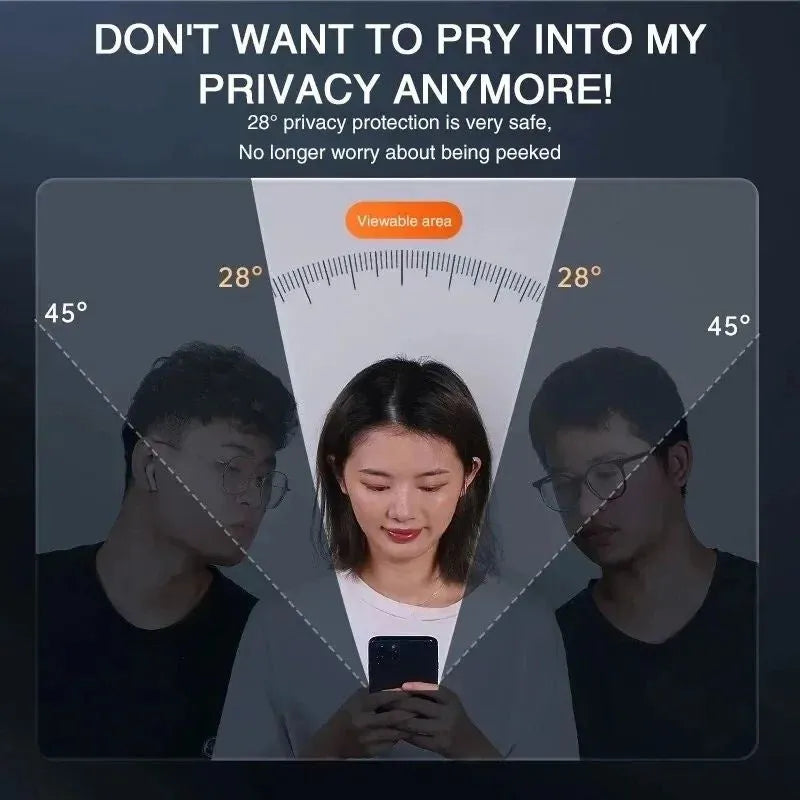 Transparent privacy screen protector for iPhone 11 and 13 with anti-spy glass and borderless edge