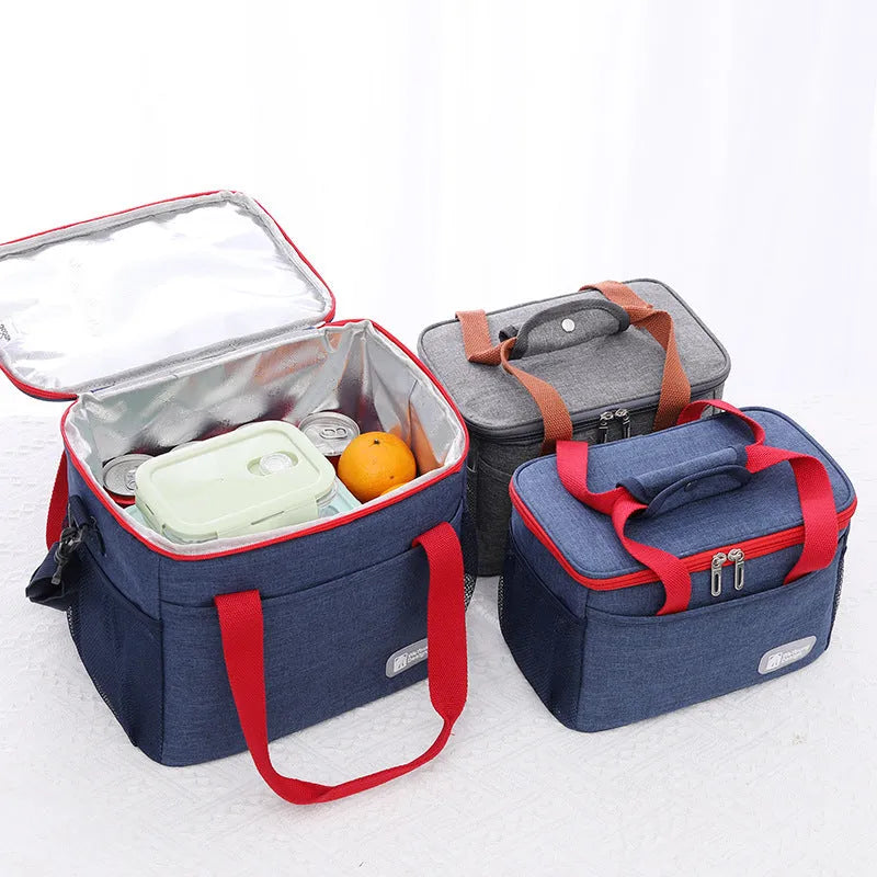 Fashion crossbody shoulder insulation picnic bag in black Oxford cloth with 15L capacity