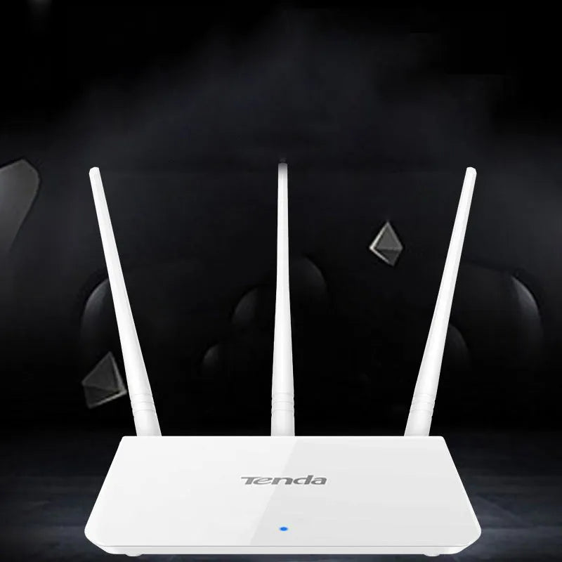 A white wireless router with antennas for dual-band 2.4GHz and 5GHz Wi-Fi.