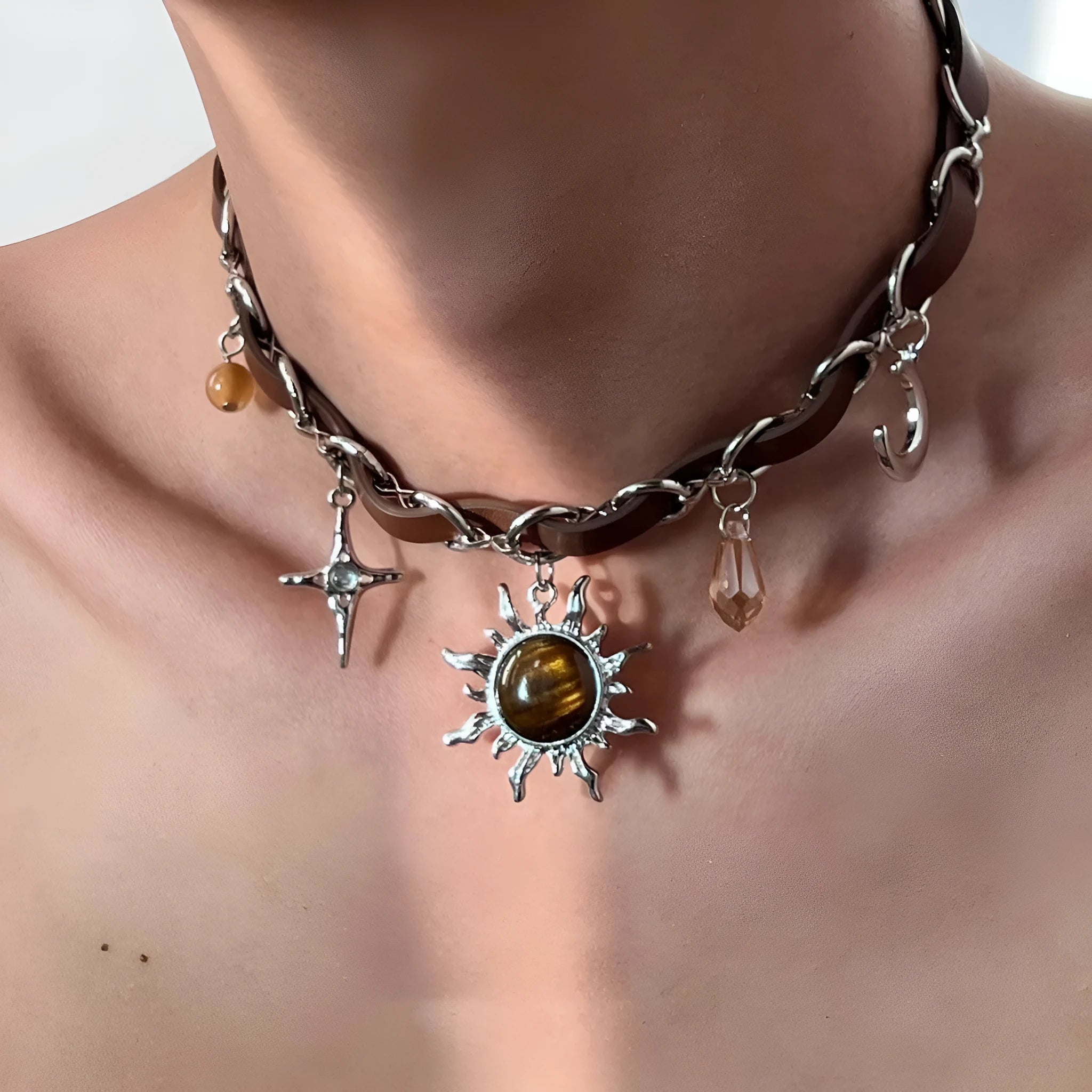 Alloy unisex necklace with electroplated geometric butterfly pendant and regular chain