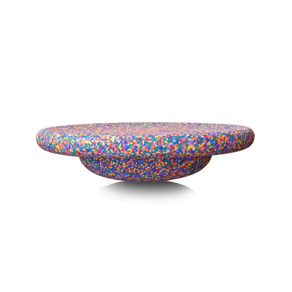 Plastic surf-style balance board with wood-grain finish for children aged 4 to 6 years.