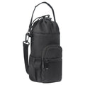 Cloth crossbody water bottle shoulder pouch in black, green, or pink colour.