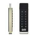 64GB fingerprint encrypted USB flash drive with metal housing showing USB 3.0 connector and digital button