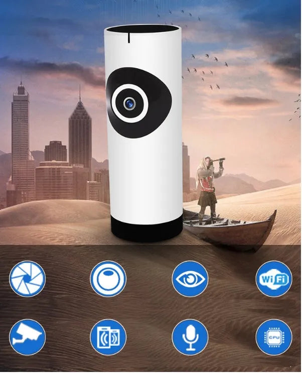720P wireless IP camera WiFi baby monitor with panoramic lens and bracket
