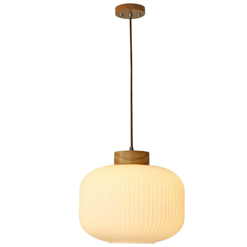 Nordic style wooden pendant light with retro bedroom design in three size options