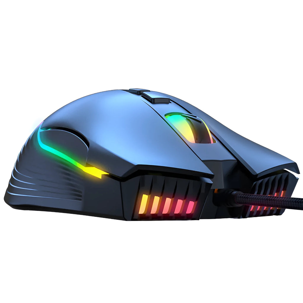 Wired gaming mouse with RGB lighting, seven DPI adjustment, ergonomic design, black colour, USB cable