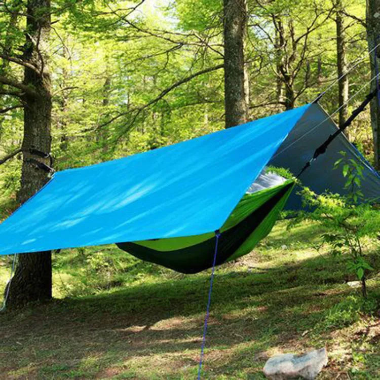 Outdoor awning sun shelter 300x300cm waterproof oxford fabric camping canopy in army green with wind ropes