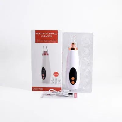 White blackhead pore vacuum cleaner with microcrystalline tip for nose and face cleansing, USB rechargeable