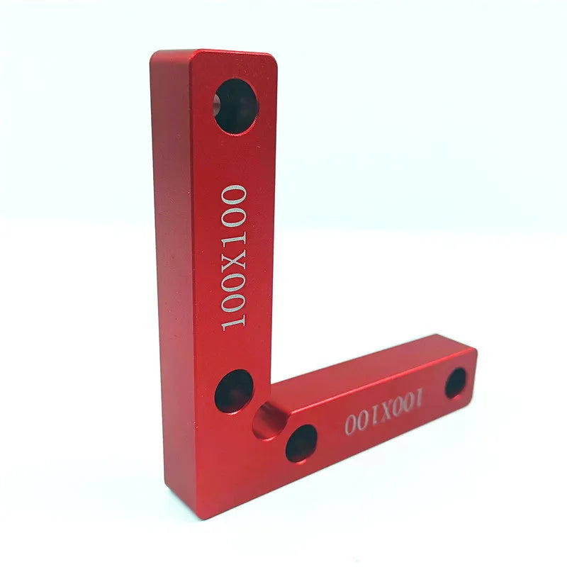 Aluminium right angle positioning block for woodworking jigsaw fixtures.