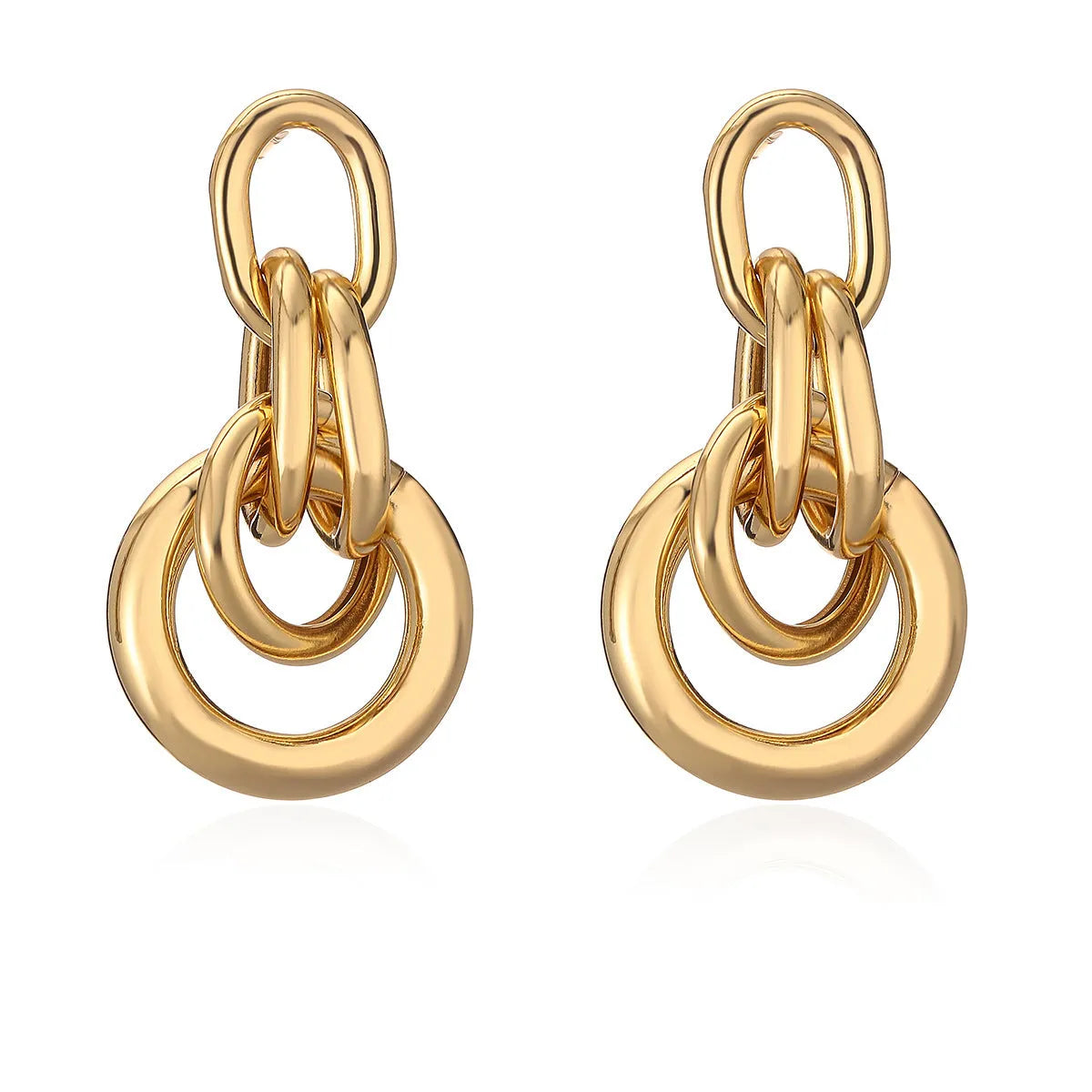 Women's geometric copper earrings with gold colour finish and irregular shapes