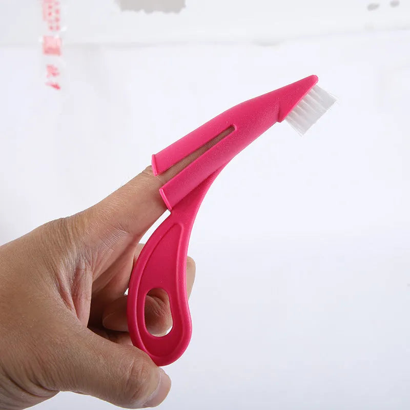 Red and white pet finger toothbrushes with silicone bristles for dog and cat dental care