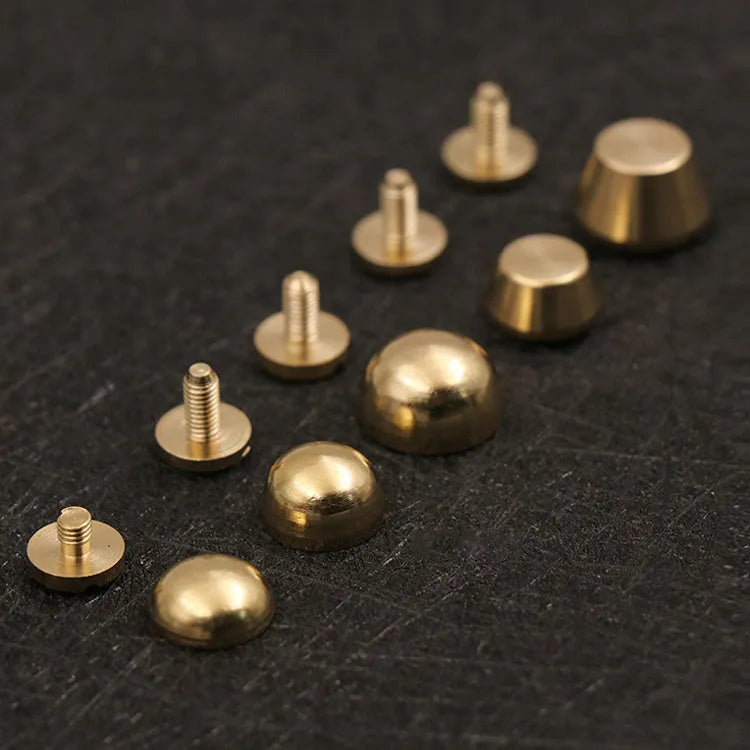 Brass decorative shoe buckles in round and bucket foot nail designs