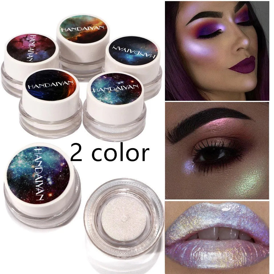 5-colour Aurora Chameleon highlighter shimmer eyeshadow bronzer contour palette in compact 3.5cm by 2.5cm size