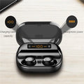 V11 Bluetooth true wireless earbuds in charging case with digital display, black and white options