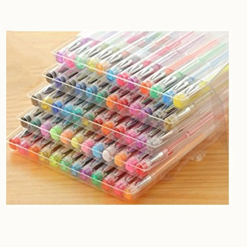 100 colour gel pen set with dual 0.5mm and 1.0mm tips for writing and watercolour effects