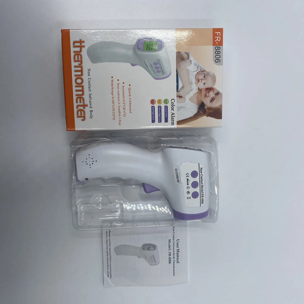 White digital thermometer with non-contact temperature measurement capability for general use