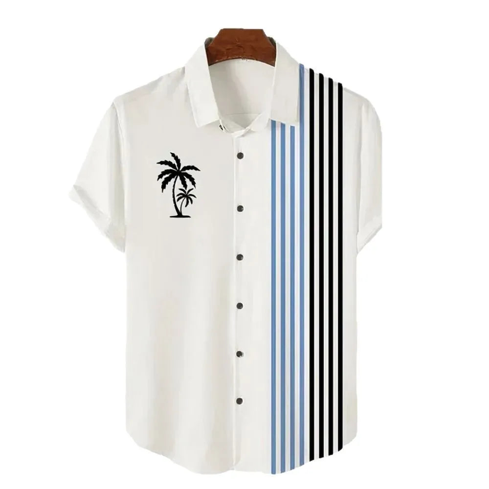 Men's Hawaiian summer shirt with 3D printed pattern in regular fit cardigan style