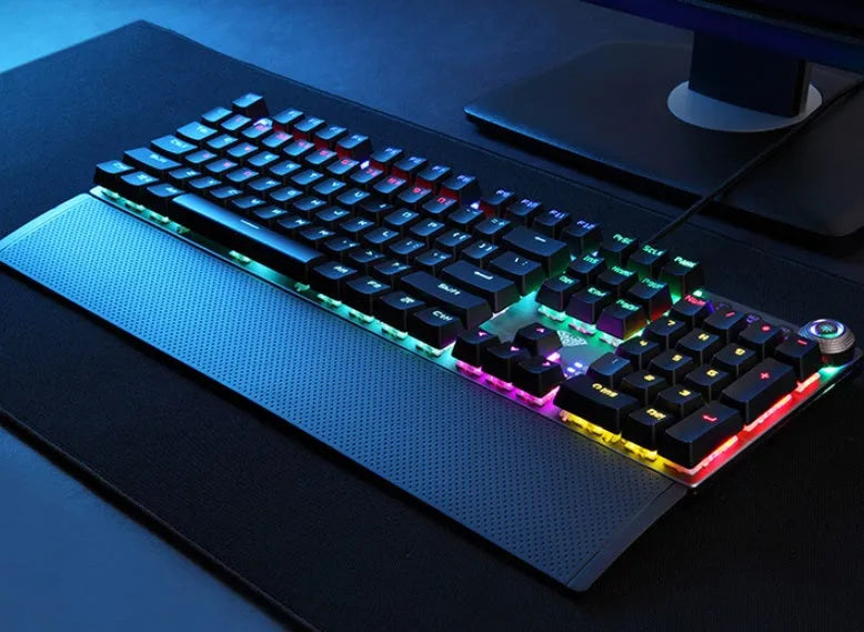 F2088 mechanical keyboard with 108 keys, wired USB, detachable hand rest, black colour