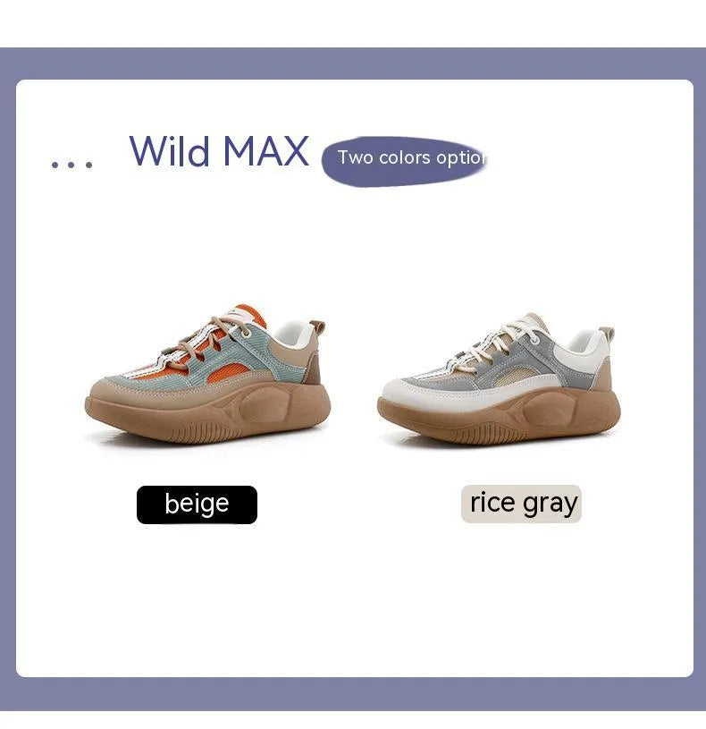 Women's platform board shoes in beige green, front lace-up with round toe and solid colour artificial PU upper