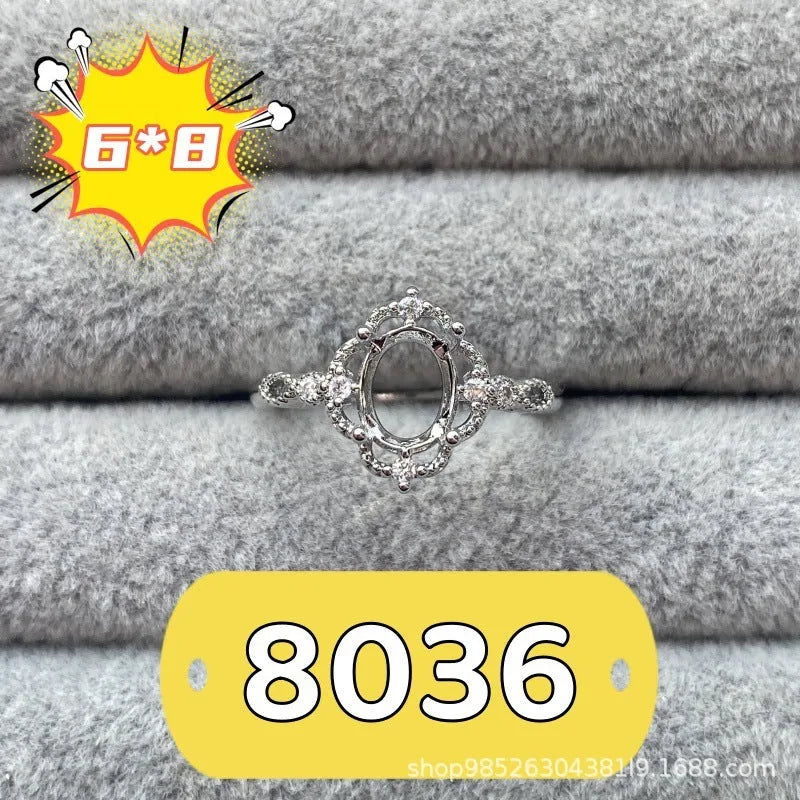 Korean-style oval denier ring with a five-pointed star on electroplated copper, stone size 6x8 mm.
