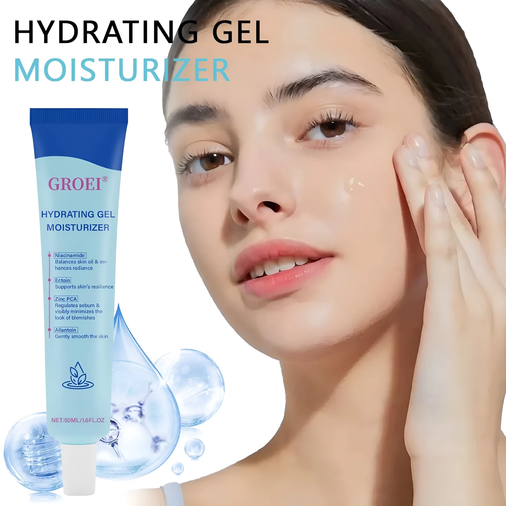 50ml jar of hyaluronic acid moisturising gel for facial hydration skincare