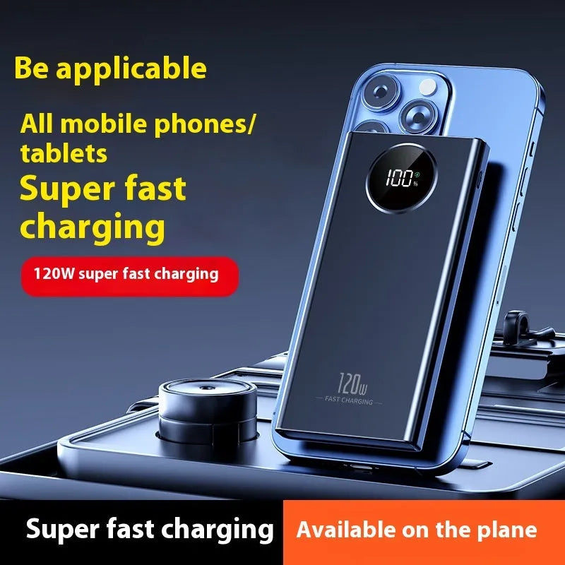 Super fast charge portable power bank with plastic shell, black colour, 20000mAh capacity